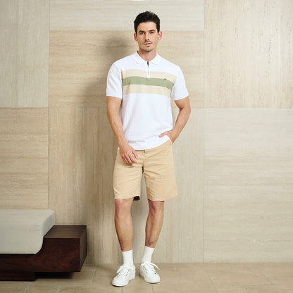 Klassisk Passform Kvart Zip Affärs Casual Textur Polo