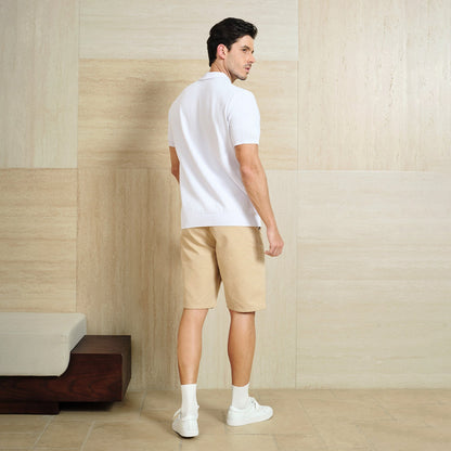 Klassisk Passform Kvart Zip Affärs Casual Textur Polo