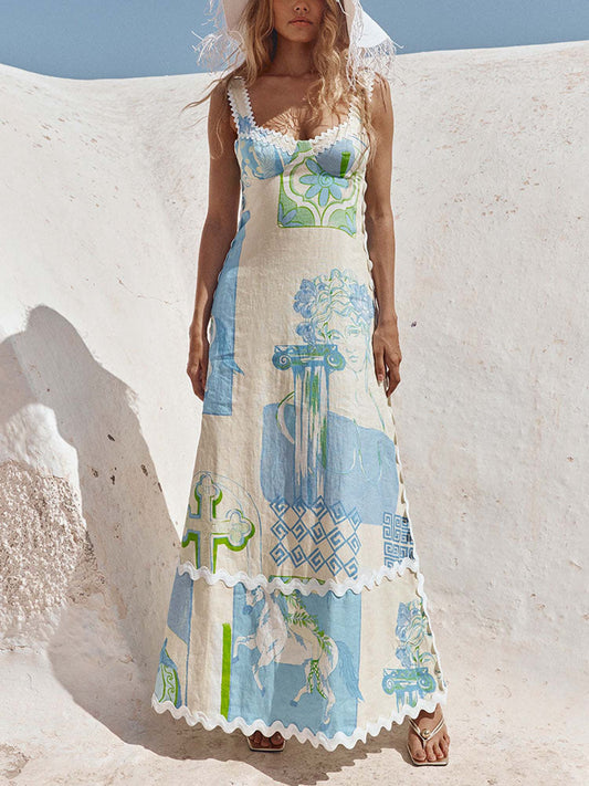 Santorini Charm Halter Maxi Klänning