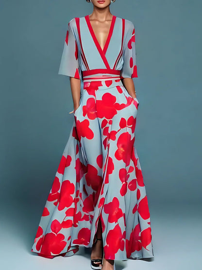 Laure | Elegant Blommig Wrap Klänning