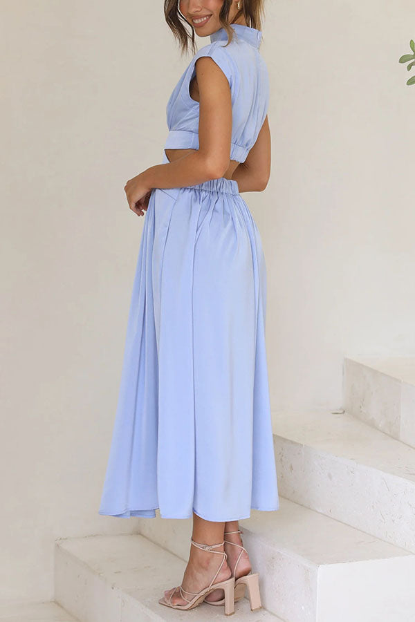 Quincy | Midi-klänning med cut-out och fickor