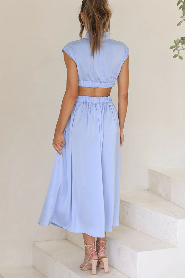 Quincy | Midi-klänning med cut-out och fickor