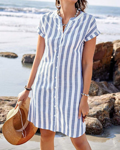 Martine™ | Elegant randig skjortklänning