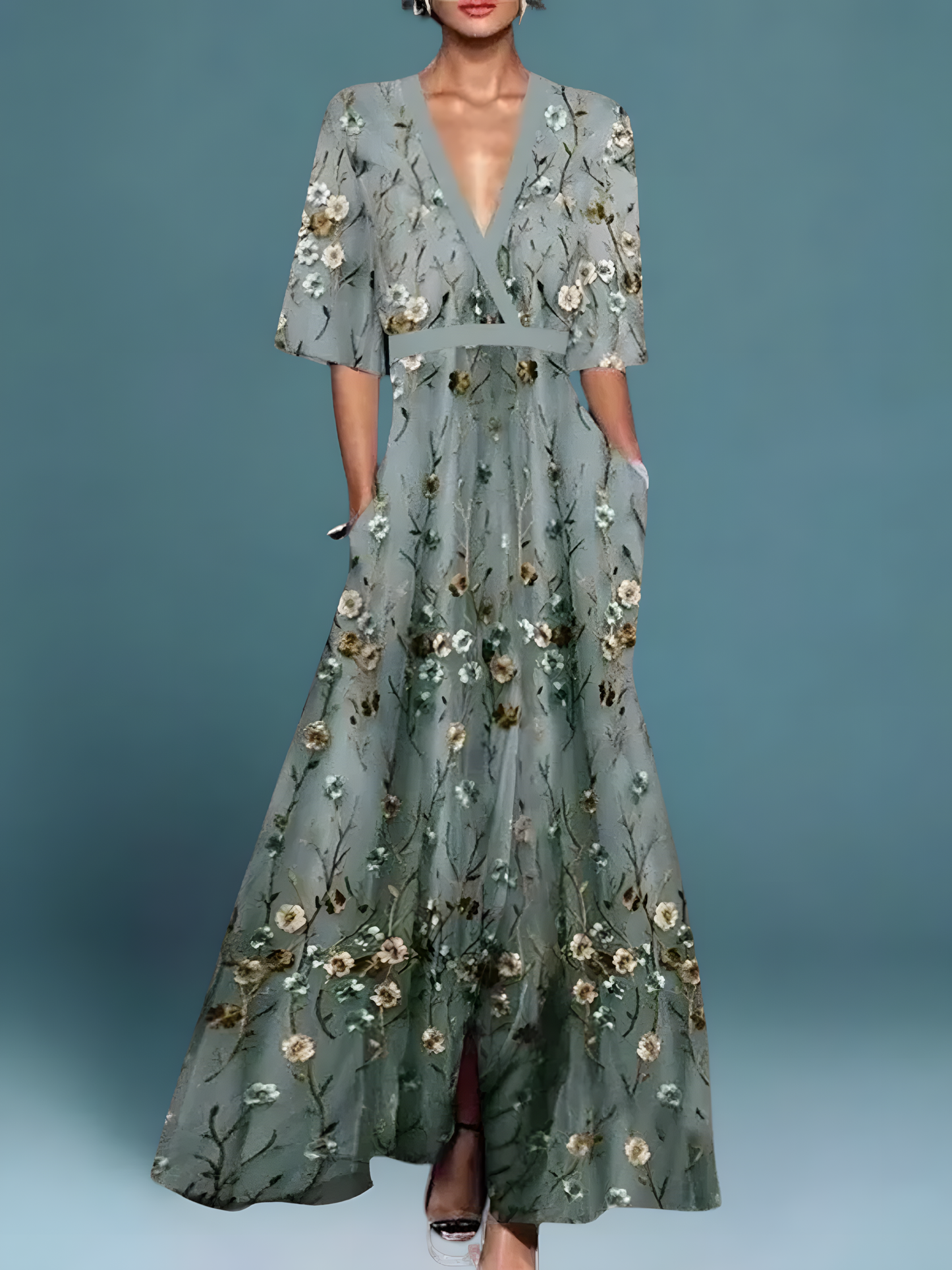 Laure | Elegant Blommig Wrap Klänning