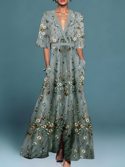 Laure | Elegant Blommig Wrap Klänning