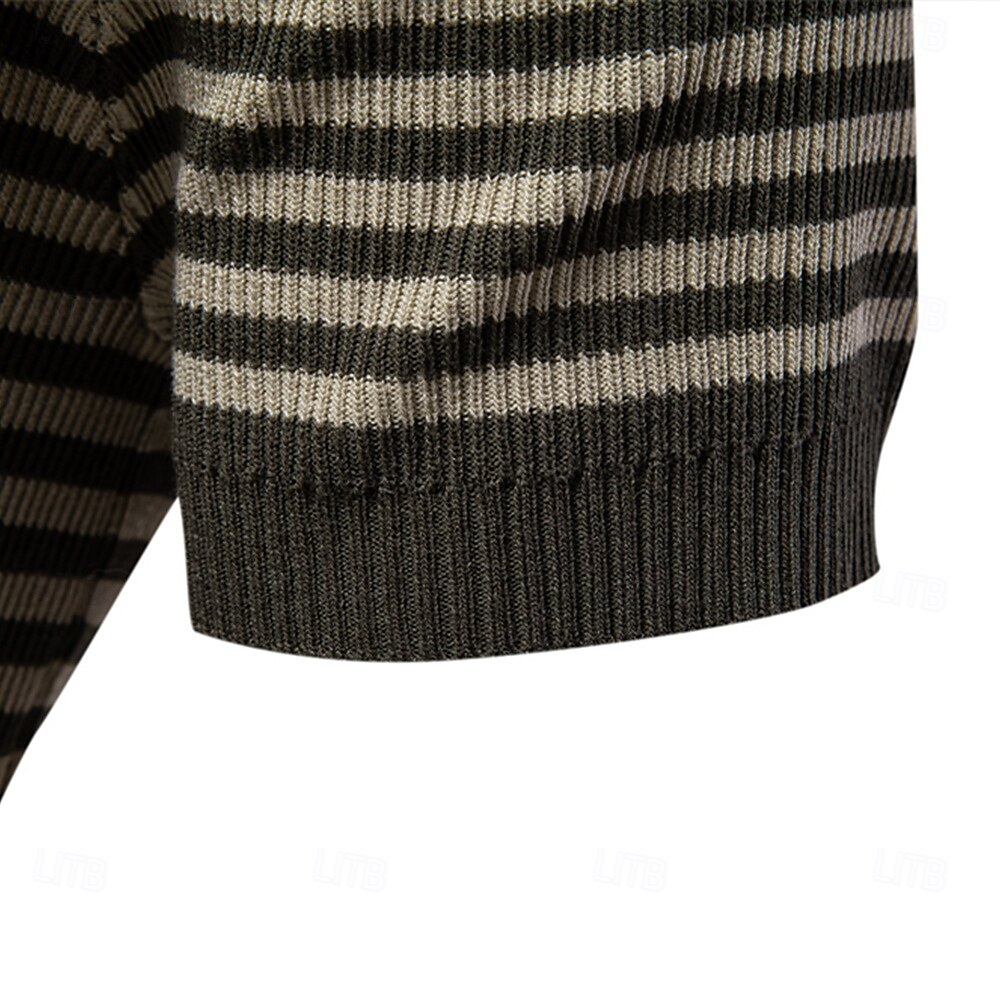 Klassisk Passform Randig Textur Stickad Polo T-shirt
