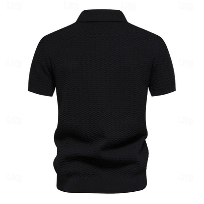 Klassisk Passform Kvart Zip Affärs Casual Textur Polo