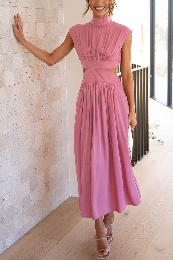 Quincy | Midi-klänning med cut-out och fickor