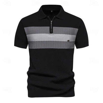 Klassisk Passform Kvart Zip Affärs Casual Textur Polo