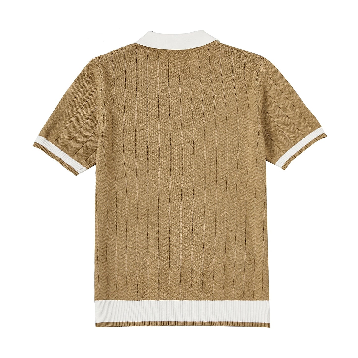 Marinblå Texturerad Jacquard Polo T-shirt