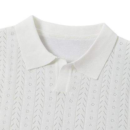 Klassisk Stickad Kontrast Polo