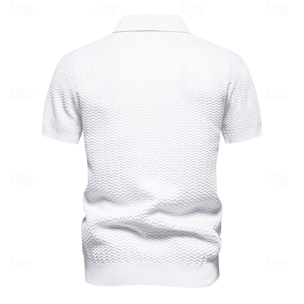 Klassisk Passform Kvart Zip Affärs Casual Textur Polo