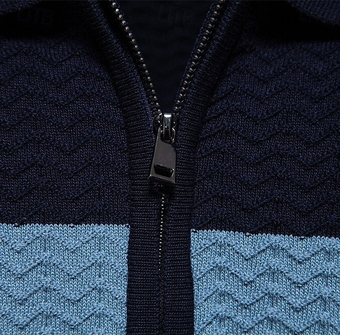 Klassisk Passform Kvart Zip Affärs Casual Textur Polo