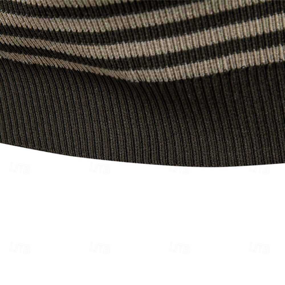 Klassisk Passform Randig Textur Stickad Polo T-shirt