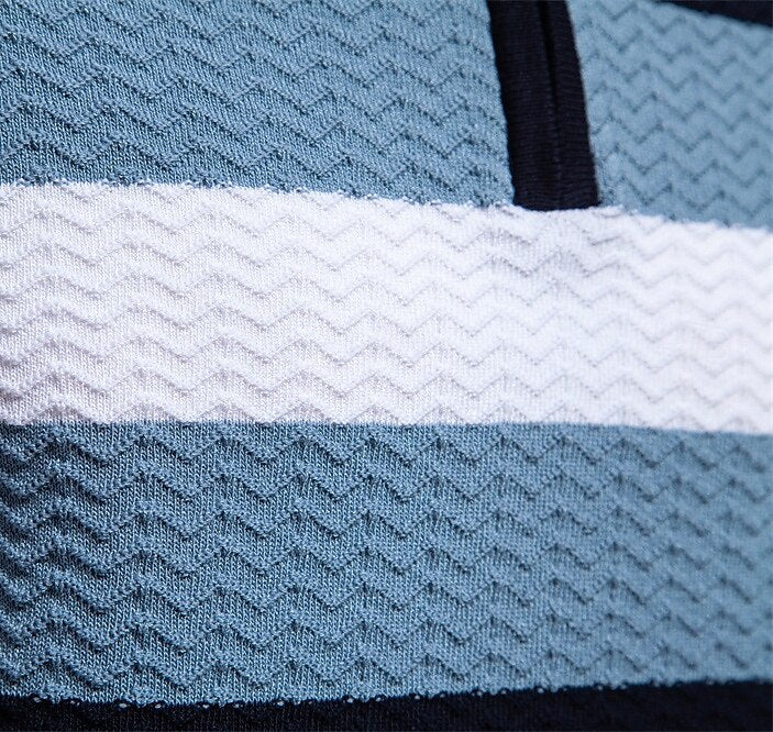 Klassisk Passform Kvart Zip Affärs Casual Textur Polo