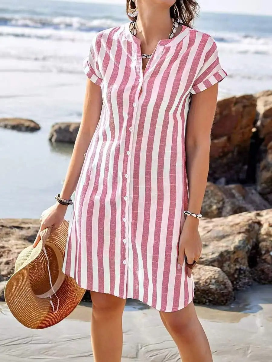 Martine™ | Elegant randig skjortklänning