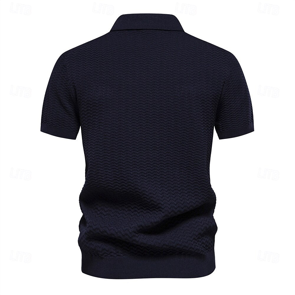 Klassisk Passform Kvart Zip Affärs Casual Textur Polo